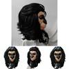 Latex Schwarzes Langes Haar Affenkopfmaske Für Halloween-Kostüme Und Party-Rollenspiel