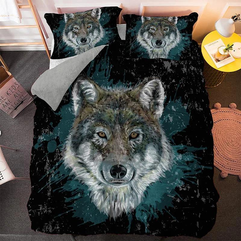 Fashion Wolf Pattern Bedding Sets Animal Duvet Cover Set Queen King Size Quilt Covers With Pillowcase