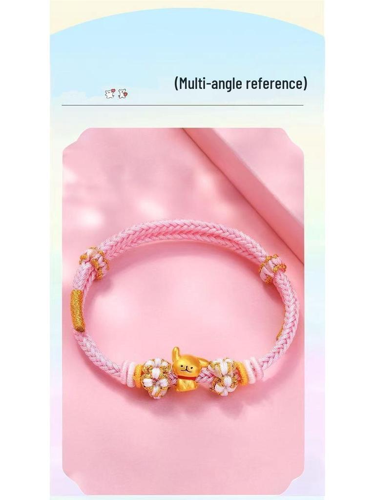 Lucky Puppy Gold-Plated Braided Bracelet - Handmade Birthday Gift for Girlfriend or Wife