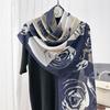 Camellia scarf fashionable versatile black and white contrasting colors air-conditioned room warm shawl travel sunscreen yarn