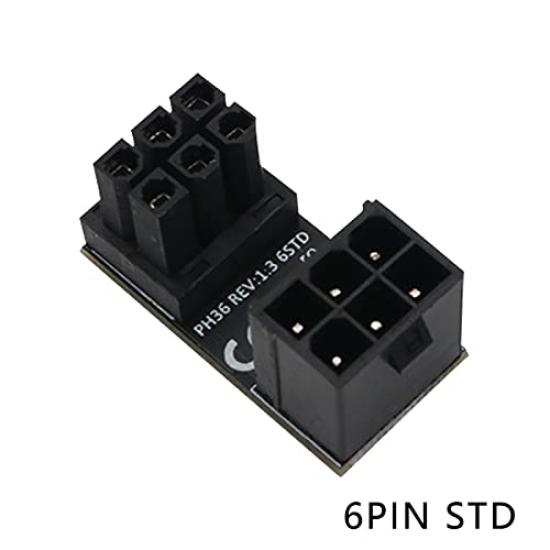 WLGQ ATX 6-pin Standard Reverse Type GPU Power Adapter, ATX Female-Male with 180-degree Angle for Desktop Graphics Cards