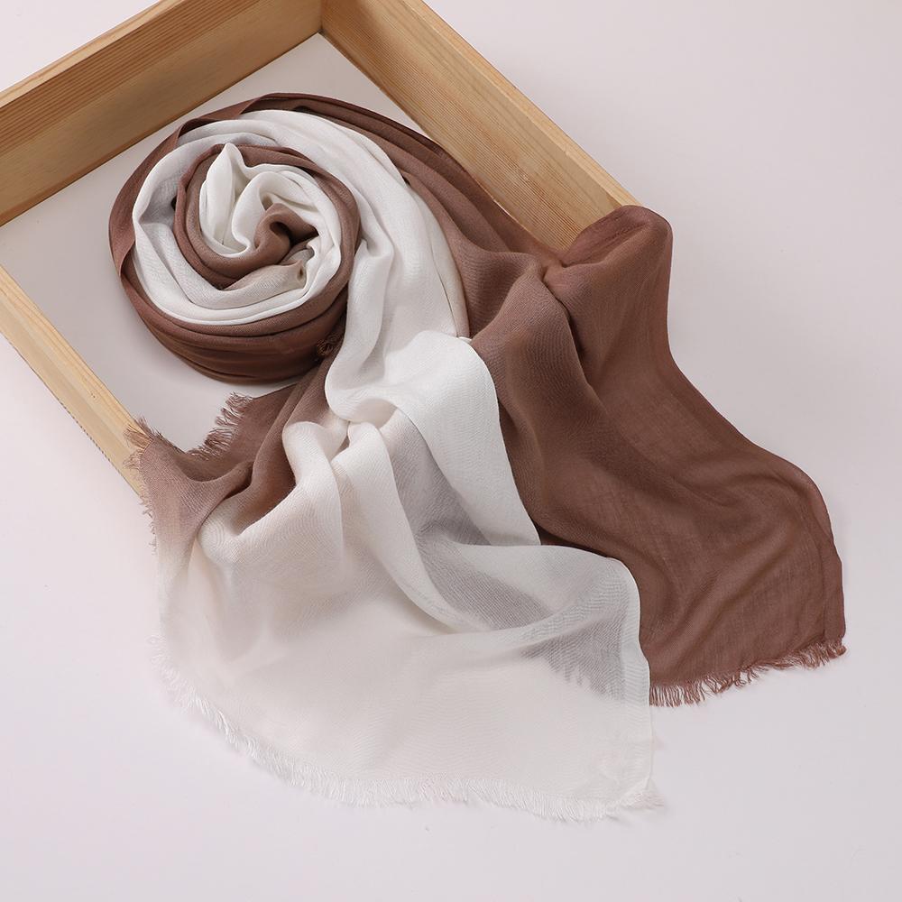 New Two Color Hijabs Gradient Scarf Muslim Shawl Wrap Islamic Women Headscarf Long Shawls Arabic Female Foulard