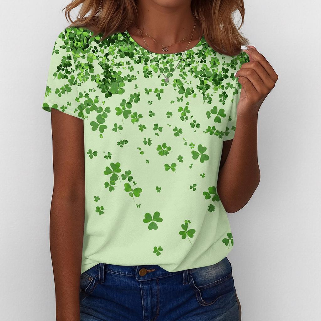 Women's T Shirt Tee Print Short Sleeve Daily Weekend Fashion Basic Regular Top  St. Patrick's Day