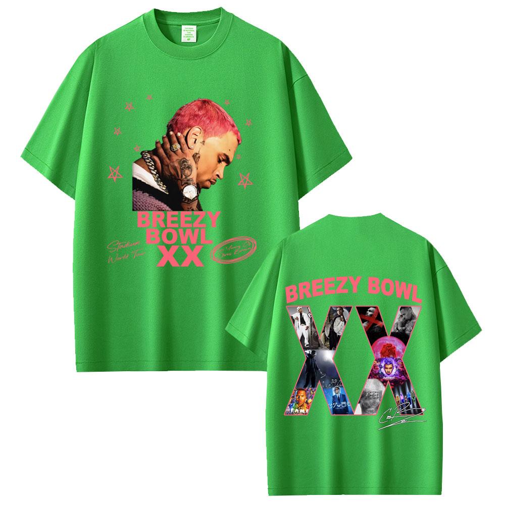 Rapper Chris Brown Breezy Bowl XX 2025 Tour T Shirt Unisex Women Hip Hop Fashion Pop Music Tshirts Casual Cotton Vintage Tshirt