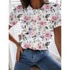 Fashion Floral Graphic Vintage 3D Print T-Shirts Women's Round Neck Short Sleeve T Shirt Tees Harajuku Y2K Tops Female Clothing