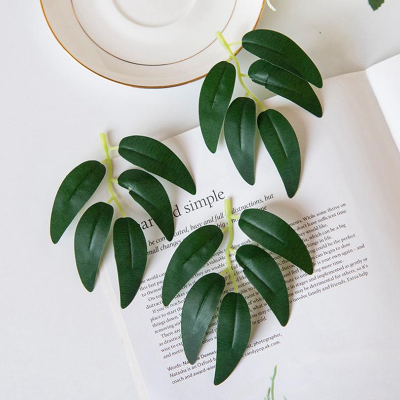 50/100pcs Green Silk Flowers Willow Leaves Diy Gift Festival Decoration Wreaths Home Table Wedding Accessories Artificial Plants