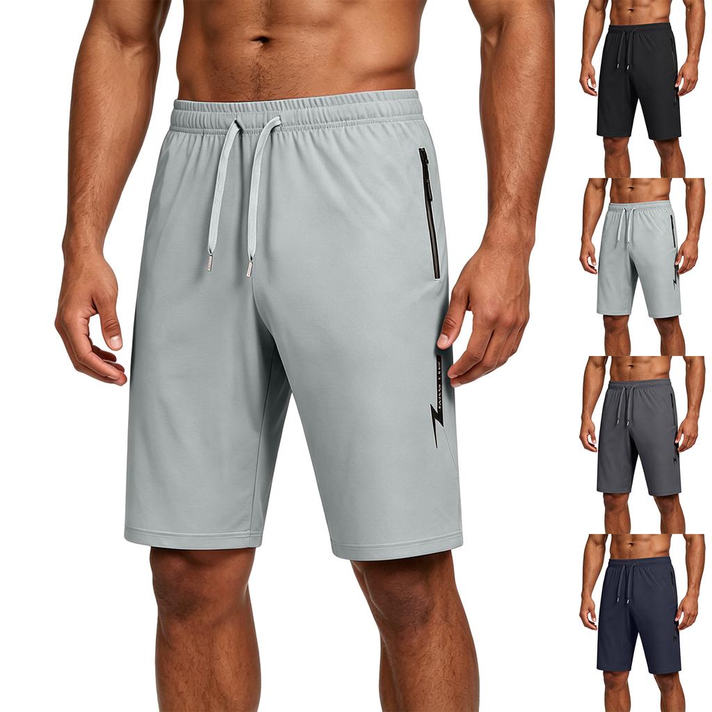 Men’s Ultra Lightweight Stretchy Ice Silk Seven Tenth Length Pants with Elastic Waistband and Zipper Pockets for Everyday Wear
