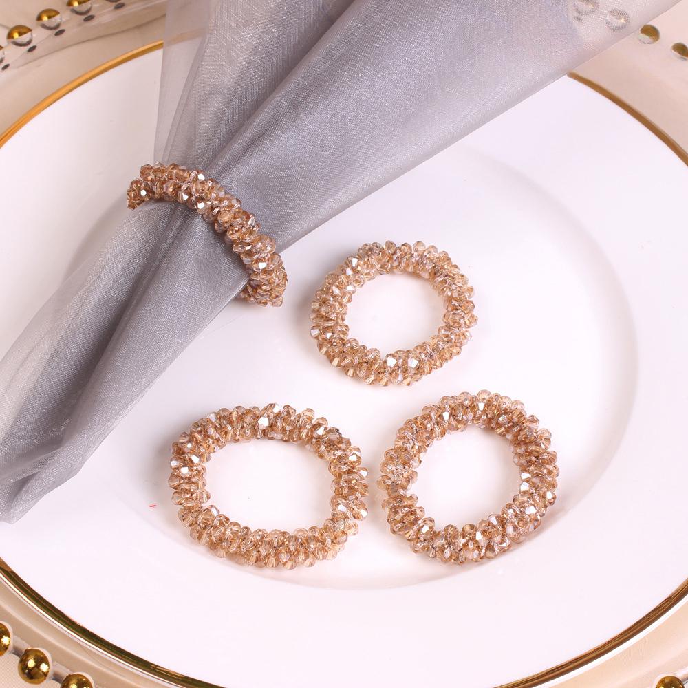12 Pezzi Anelli Portatovaglioli con Perline di Cristallo Fibbia Portatovaglioli di Stoffa Anello per Tovaglioli Decorazione Tavola per Matrimonio Festa di Natale
