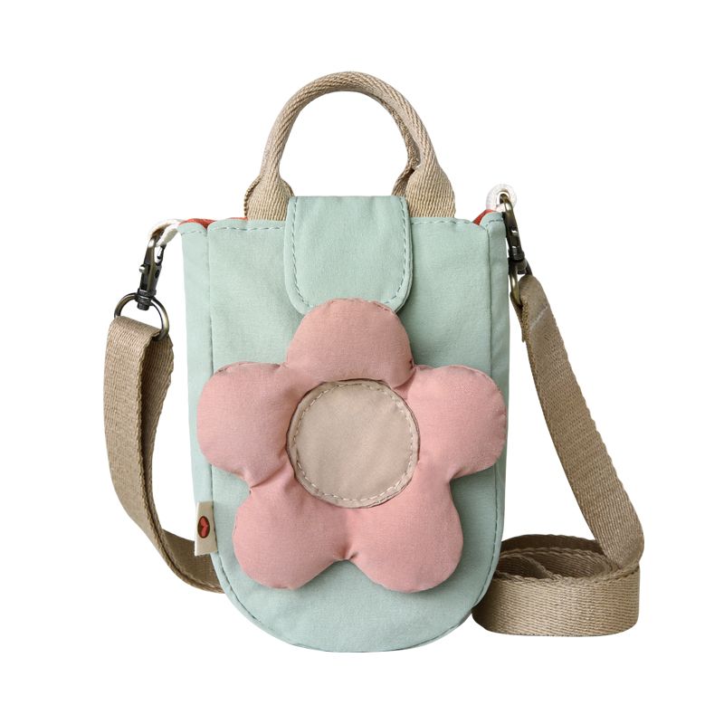 

Tricolor Patch Cute Japanese Style Summer Girls One-Shoulder Bag Flowers and Young Small Satchel-Bean Green