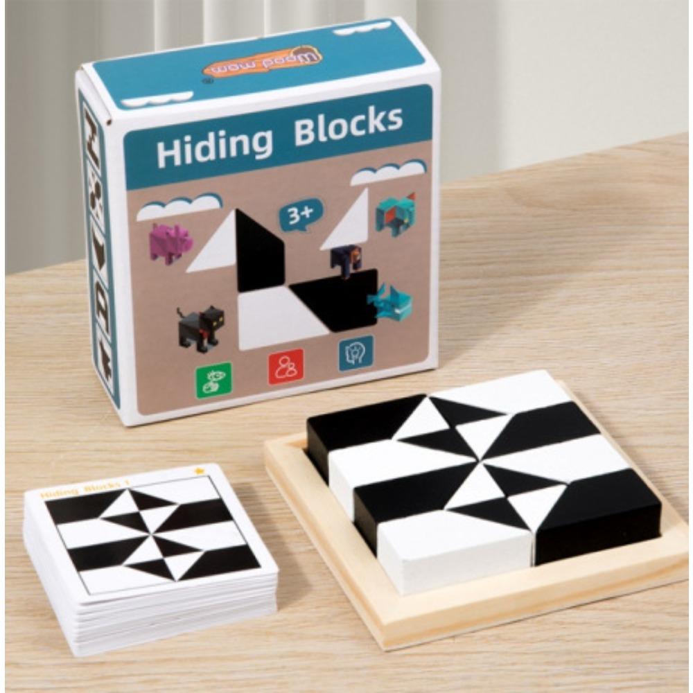1 шт. Деревянная скрытая блочная головоломка для дошкольного образования, тренировки логического мышления и настольных игр