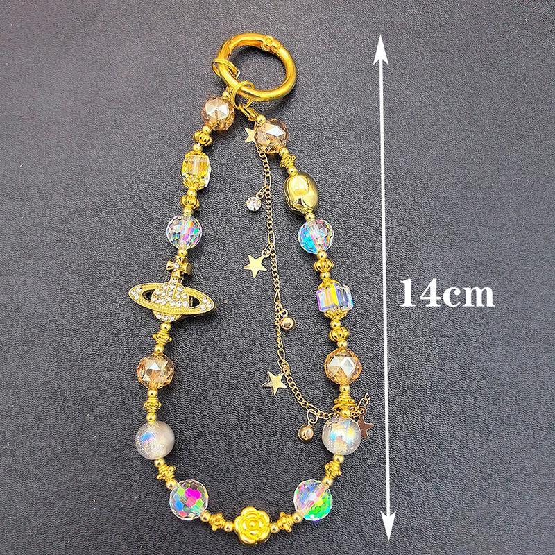Sparkling Diamond Saturn Mobile Phone Chain Universal  Light Luxury Phone Anti Loss Lanyard Phone Short Wrist Strap