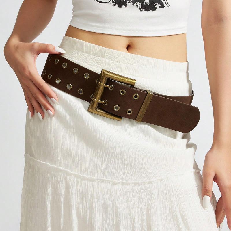 Retro Wildleder Nieten Gürtel Punk Gothic Western Cowgirl Breite Taillenbänder Gürtel Y2K Unregelmäßiger Gürtel
