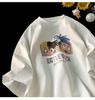 Cartoon Print Oversized Heavyweight Cotton T-Shirt - Summer Loose Fit Short Sleeve
