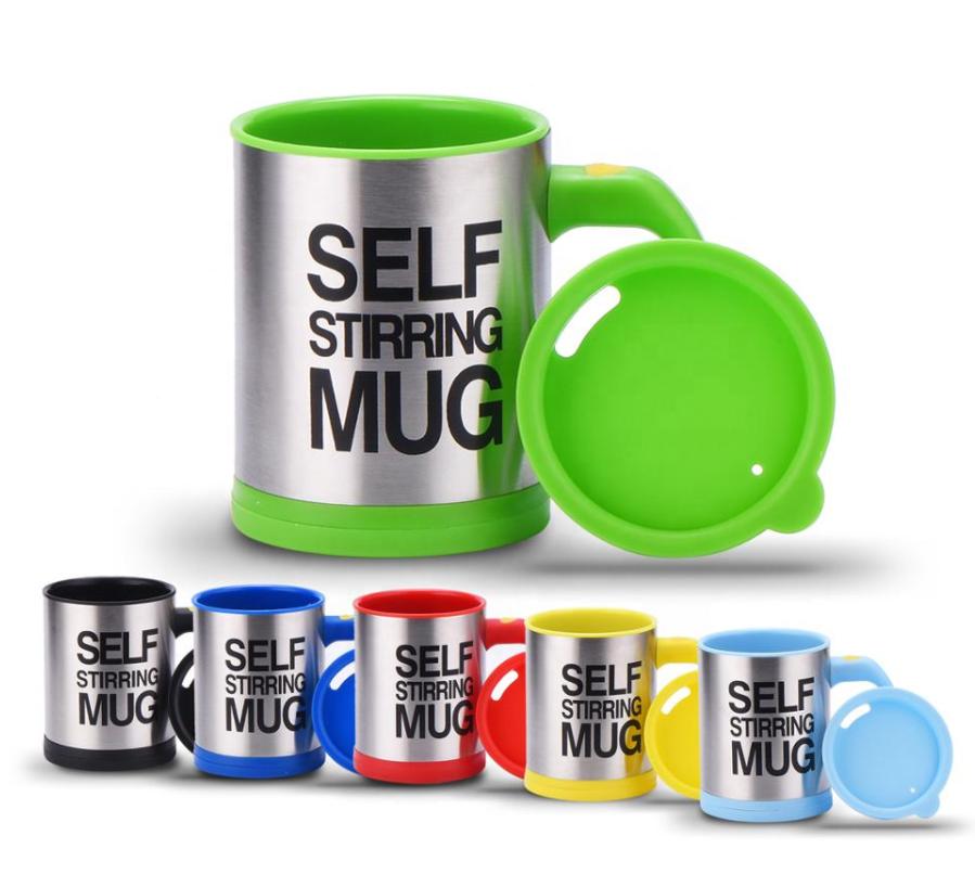 14oz 400ml doppelwandiger Edelstahl-Milchbecher mit Deckel und Griff für Kinder und Erwachsene, Kaffeebecher, automatischer Selbstmischbecher