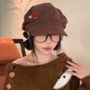 Harajuku Double Button Berets Hat Y2k Painter Hat Simple Corduroy Baseball Cap  Winter