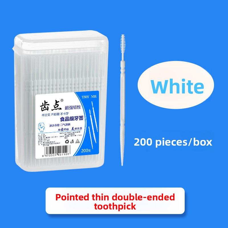

200-piece Boxed Disposable Household Bulk Toothpick Strings білий