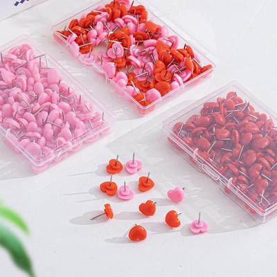 1Pc Heart Shape 50 Pack Plastic High Quality Cork Board Safety Colored Thumbtacks Pushpins Office School Accessories Supplies