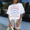 Retro Boho Italian Sardine Coastal Beach TShirts for Women Vintage Cotton Shirt Cute Seafood Tee Loose Short Sleeve Graphic Top