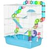 Hamster Cage w/ Water Bottle, Exercise Wheel, Tubes, Ramps - Light Blue