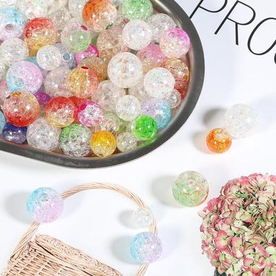 Bolas sueltas de acrílico craqueladas, blancas y mixtas, de 8 a 14 mm, para hacer joyas de moda DIY.
