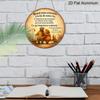 2D Flat, 1pc Round Aluminum Hanging Sign - "Quand nous arriverons a la fin de notre vie" French Old Couple Metal Wall Art, Vintage Romantic Bench