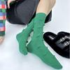 Womens Harajuku Cotton Crew Socks 3D Raised Point Cute Hedgehog Thorns Solid Color Skateboard Middle Tube Calf Socks