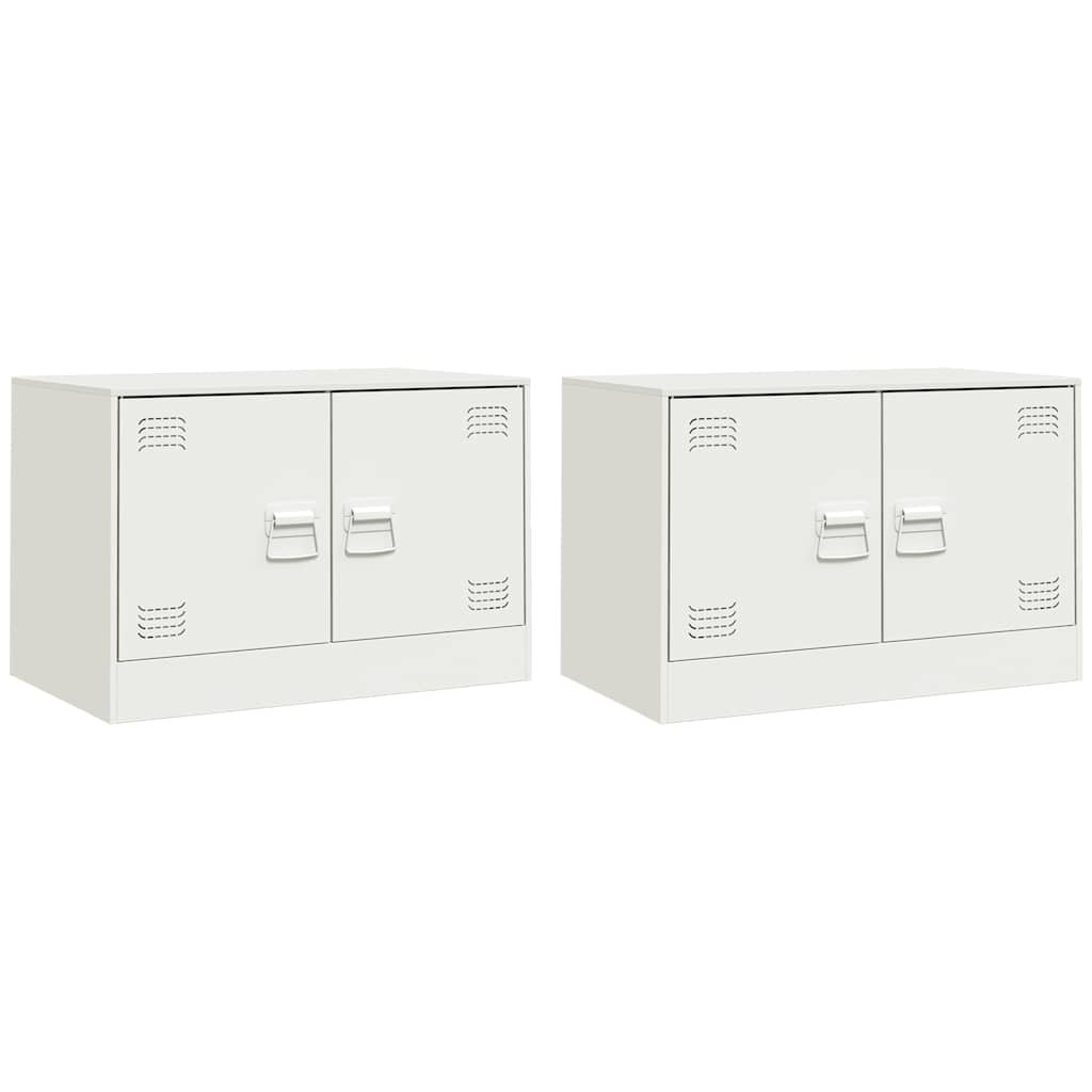 TV Cabinets (2 pcs) White 67 x 39 x 44 cm Steel