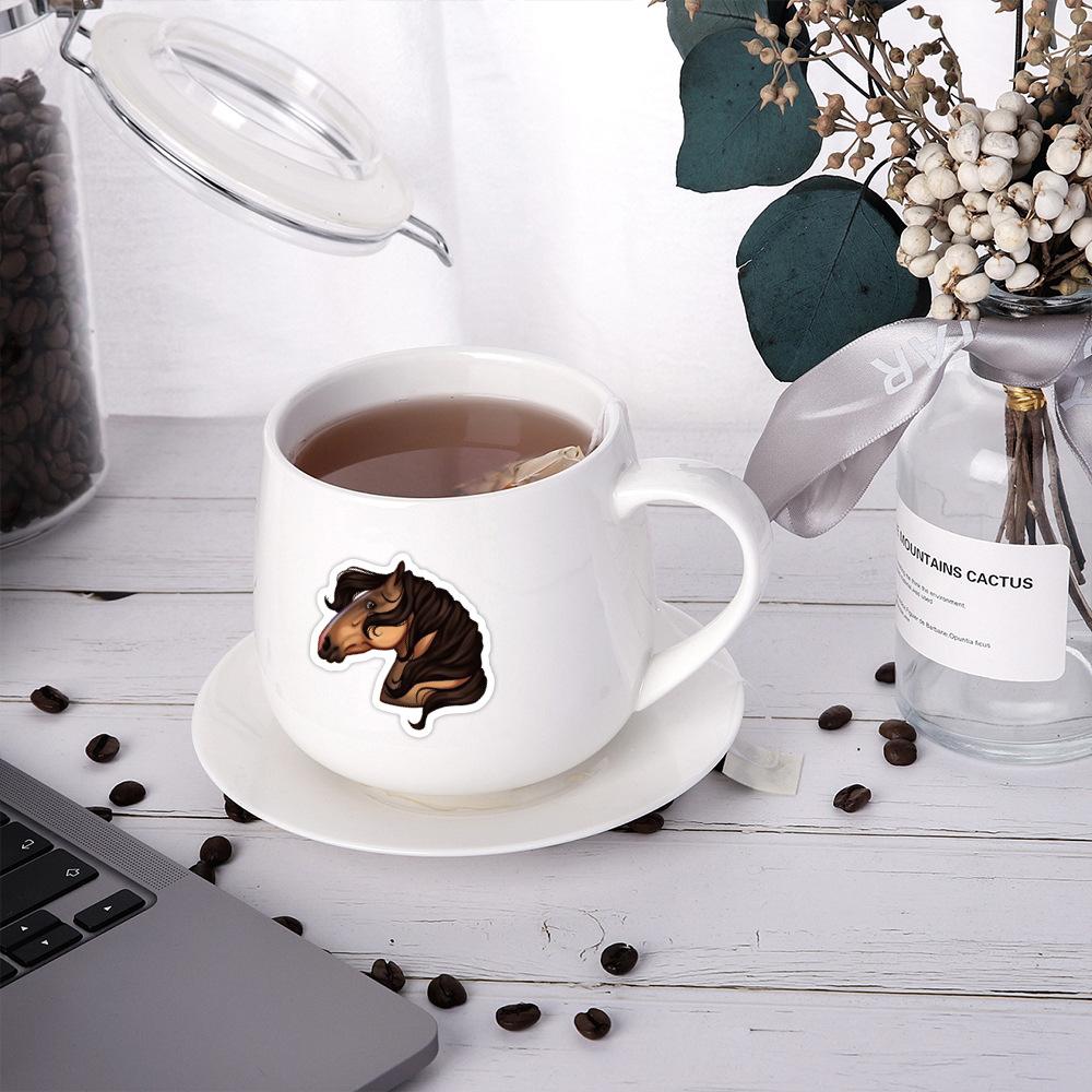 60 Cartoon Horse Galloping Graffiti Stickers Computer Mobile Phone Case Pvc Waterproof Horse Racing Stickers