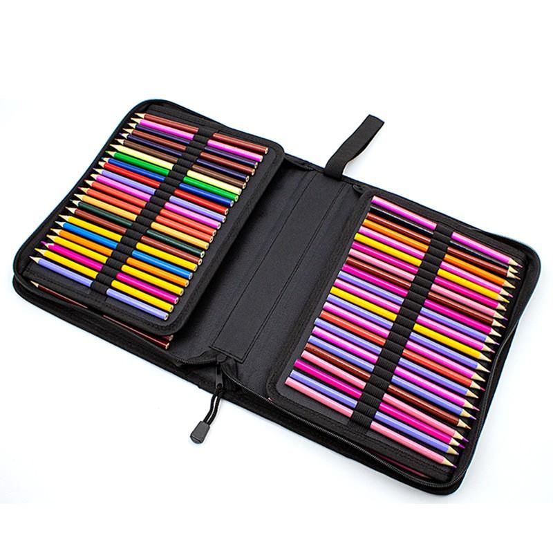 Large Capacity Student Pencil Case 2-Layer Organizer 72-Hole Fits 72-96 Pencils School Office Artist Use H-002 Basic Packaging