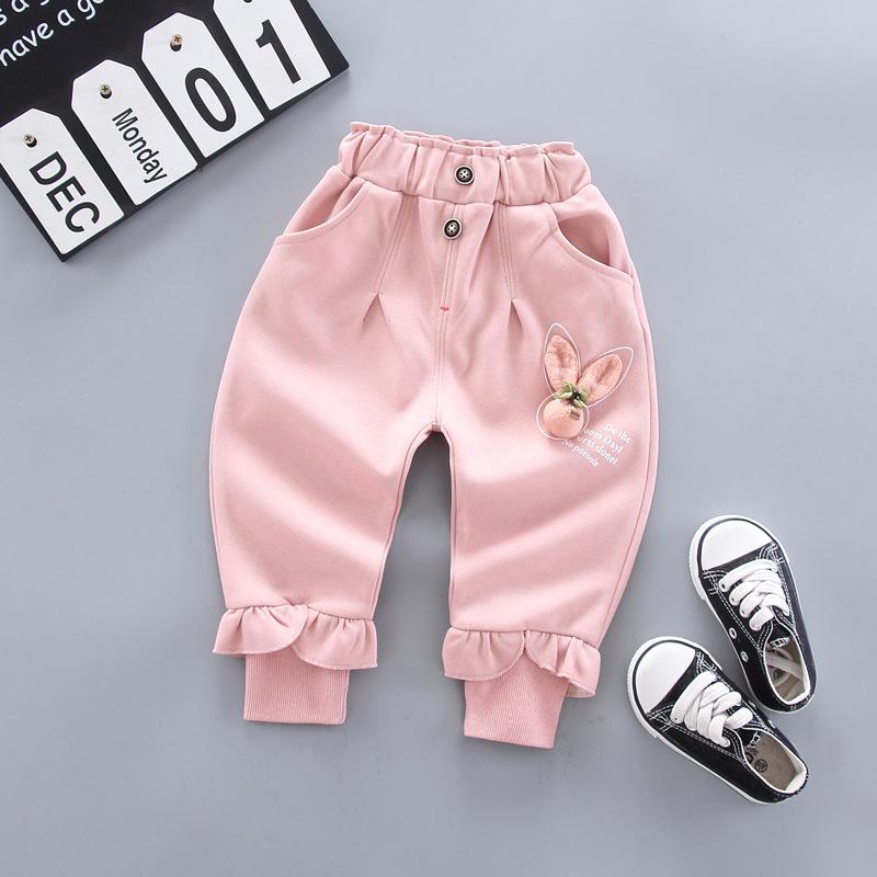 

Детские брюки для детей с рисунком кролика для девочек, брюки для мальчиков, повседневные брюки для малышей, детская одежда весна-осень 80 розовый