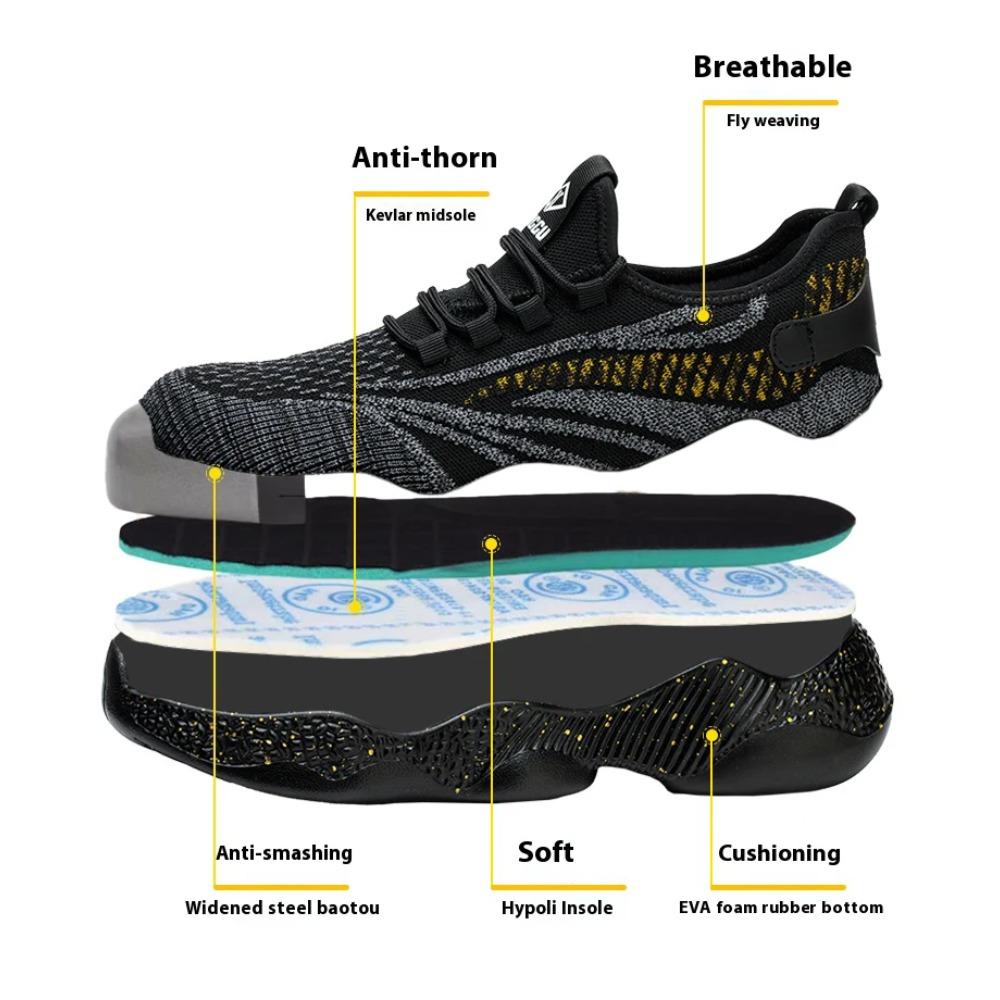 Lightweight Safety Shoes Men Sneakers Steel Toe Shoes Anti-smash Anti Puncture Indestructible Work Shoes Protective Safety Boots