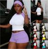 Versatile European-American Raglan Color-Block Sports Set: Comfortable Short-Sleeved Top, Solid Color Shorts, and Headband