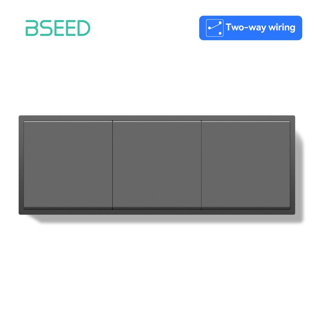 BSEED EU Large Button Wall Switches 1/2Gang 2Way 16A Wall Power Sockets Dual USB Phone Charge Port 5V Gray Home E-Series
