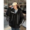 Women Winter Loose Striped Down Cotton Coat Small Size Thickened Padded Jacket Keep Warm Outfit