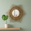Eco Decx Handcrafted Rattan Sunburst Wall Mirror, Boho Round Cane Hanging Mirror for Bedroom, Bathroom & Living Room Decor, 65  x  2  x  65 cm