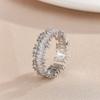 Luxury Zircon Water Drop Open Rings For Women Girl Exquisite Double-Layered Adjustable Finger Ring Wedding Jewelry Gift