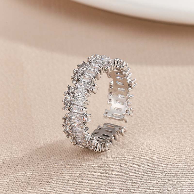 Luxury Zircon Water Drop Open Rings For Women Girl Exquisite Double-Layered Adjustable Finger Ring Wedding Jewelry Gift