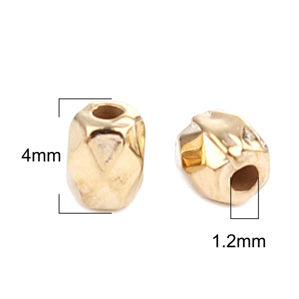 300 Stück KC vergoldete Kunststoffperlen in Fassform, 4 mm, Diamantschliff, Fass, Bastelzubehör, Schmuckzubehör, Teile, Huey Handicraft Materials