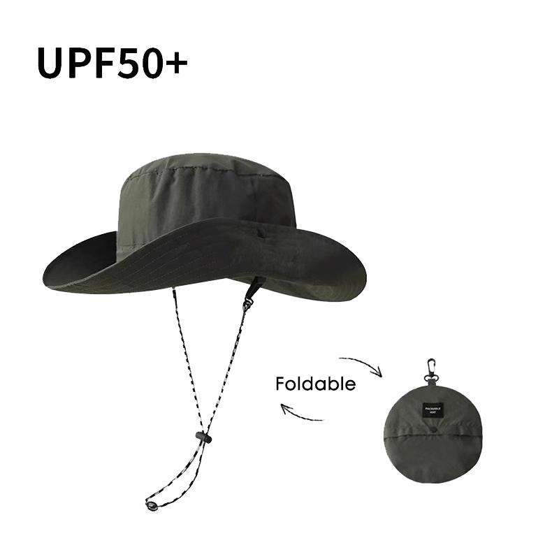 Chapéu de Pescador ao Ar Livre Dobrável Moda Balde À Prova de Vento Impermeável Com Cordão de Amarrar Ajustável Chapéu de Montanha para Acampamento ao Ar Livre Viagem