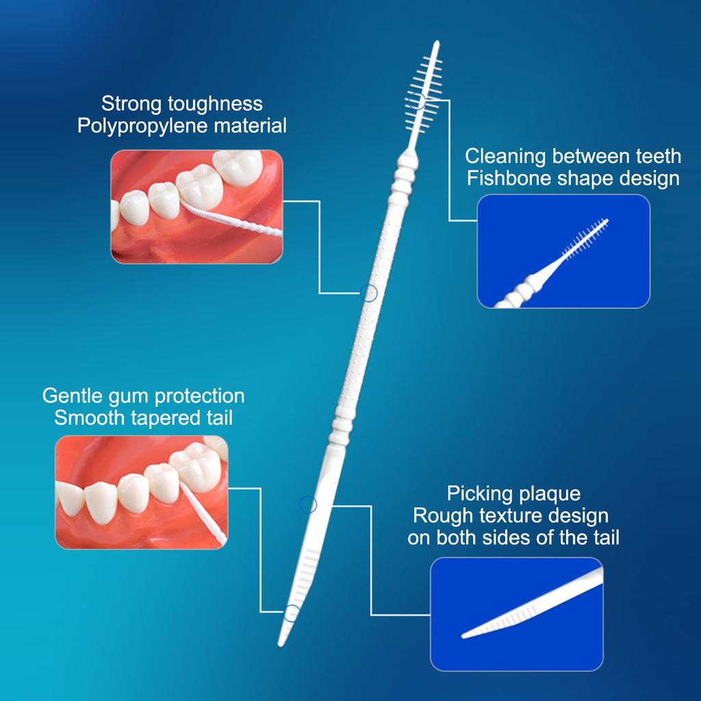 300pcs Toothpick 2-In-1 Dental Floss Picks High Toughness dental Brush Teeth Stick Tongue Scraper Oral Care Tools Professional Toothpicks Sticks