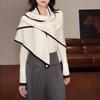 Women's Stylish Early Autumn 2025 Korean Fashion: Color-Block Triangle Shawl + Knitted Sweater Two-Piece Set