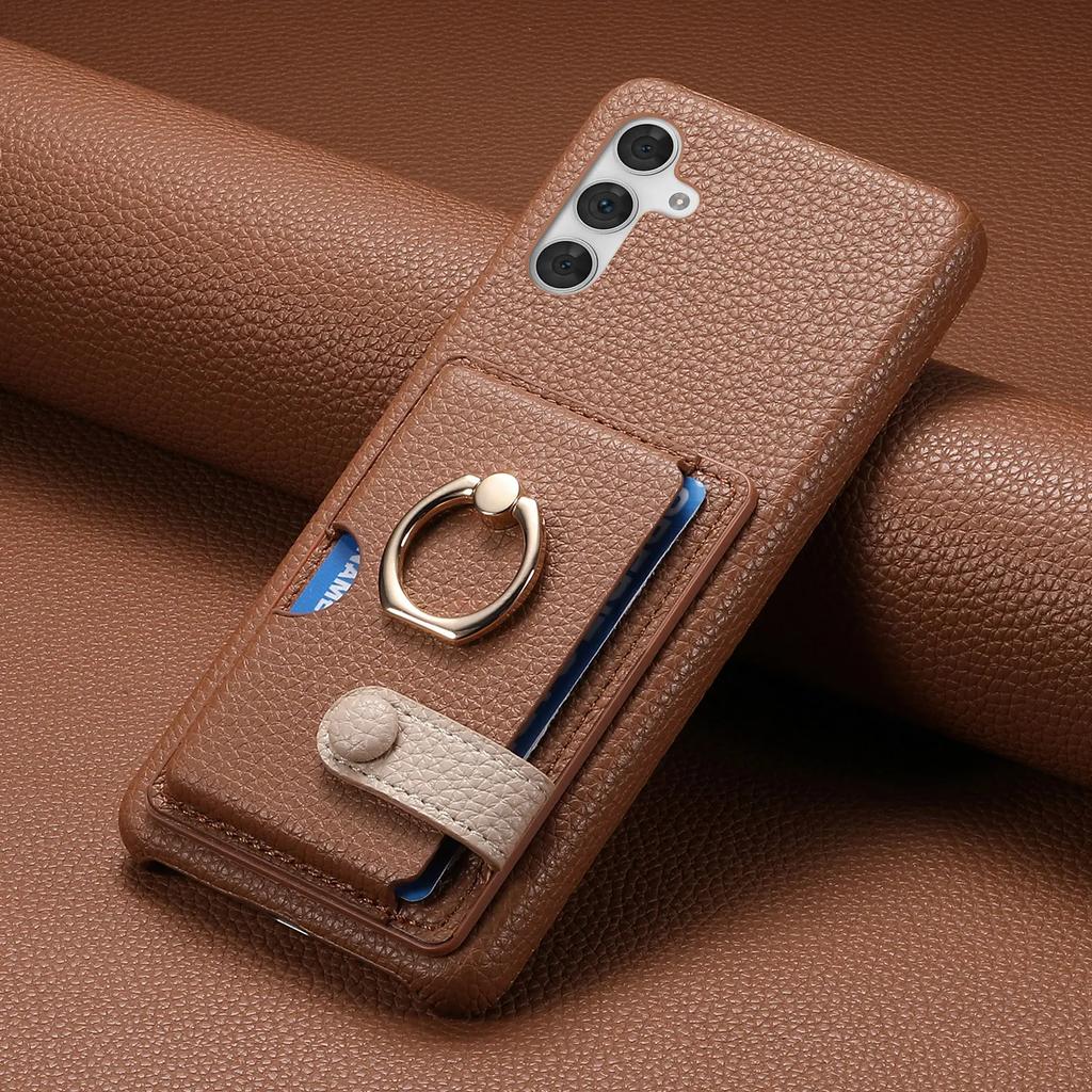 Ring Holder Leather Wallet Case for Samsung Galaxy S24 Ultra S25 Plus S23 FE S22 A06 A16 A36 A56 A15 A35 A55 Card Solt Cover
