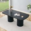 Mesa de Jantar Oval Moderna com Base de Coluna Canelada, Superfície de MDF de Alta Qualidade com Aparência de Madeira, em Estilo Wabi-Sabi e Mid-Century para a Cozinha de Casa