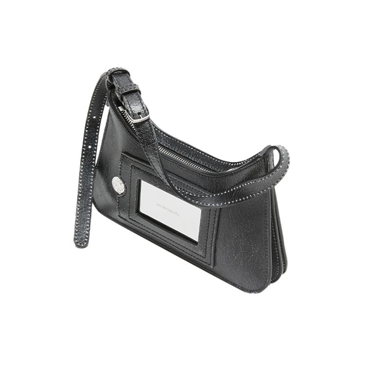 Acne Studios Platt Series Adjustable Strap Logo Patch Zip Closure Cracked Leather Tote Shoulder Bag Women bags Black A10351-900