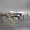 Metal Half Frame Cat Eye Reading Glasses Anti-blue Light Far Sight Glasses Women's Grade Presbyopia Glasses Diopters To +4.0