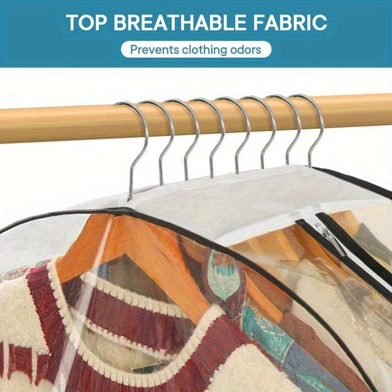Sturdy Plastic Garment Bags with Zipper, Hanging Closet Storage for Coats,Jackets,Shirts,Wardrobe Protectors Hanging Organizer