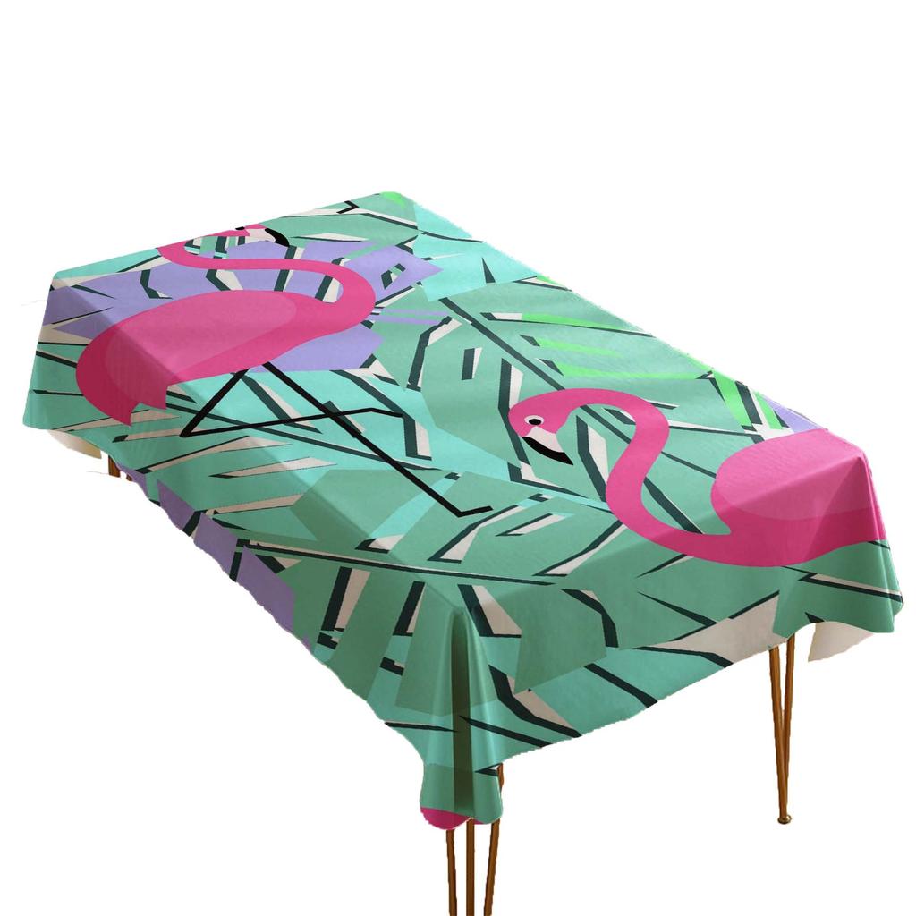 Tropical Flamingo Rectangular Polyester Tablecloth for Dining and Coffee Tables