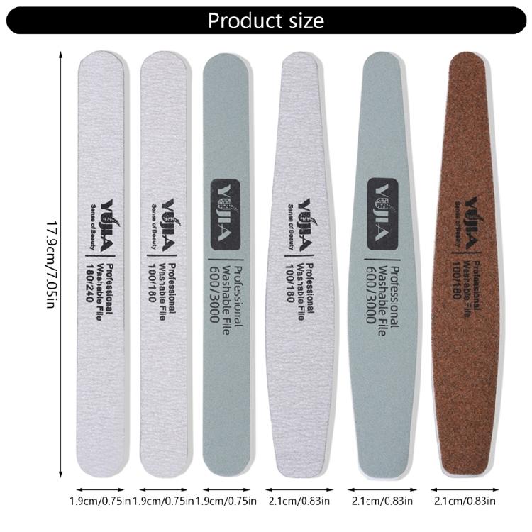 6Pcs Nail Files Double Sided Emery Boards Manicure Tools 100/180/240/600/3000 Grit Professional Manicure File Washable
