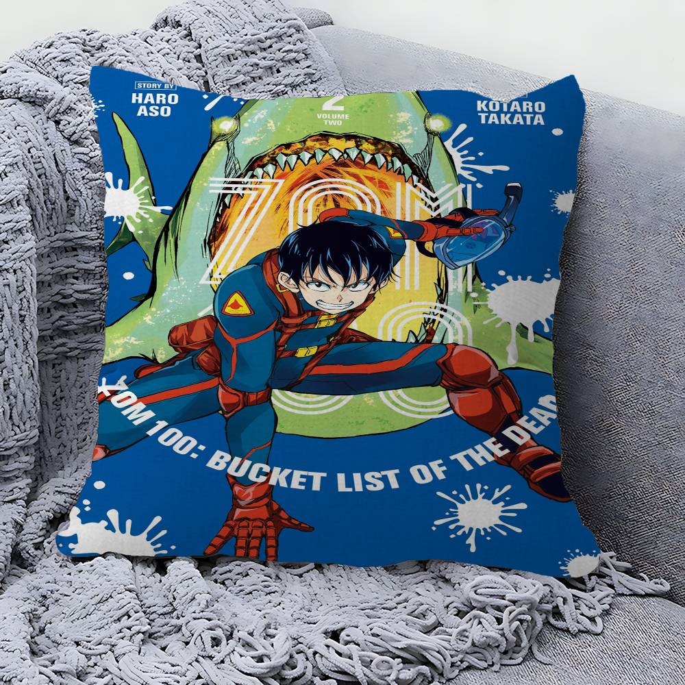 Anime Zom 100 Bucket List of the Dead Cushion Cover Inches Farmhouse Decor Home Throw Pillow Covers for Couch Decorations