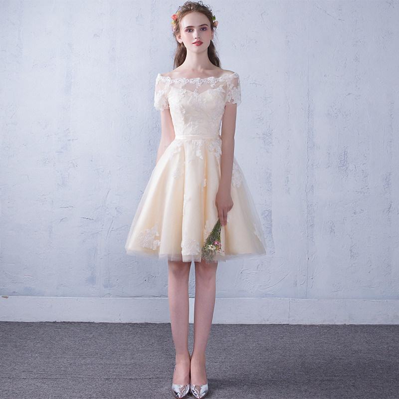 Evening dress new one-word shoulder certificate dress bridesmaid dress women's thin banquet bridesmaid group sisters dress